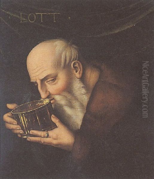 Loth Buvant Le Vin Oil Painting by Hans Baldung