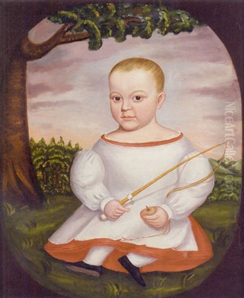 Portrait Of A Child With A Whip Oil Painting by George C. Baldwin