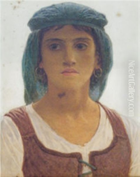 A Capri Girl Oil Painting by Edwin Bale