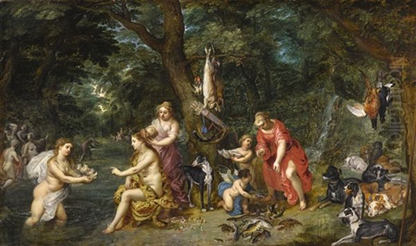 Diana And Her Nymphs After The Hunt Oil Painting by Hendrik van Balen the Elder