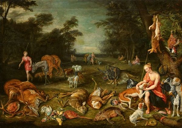 Landscape With Diana After The Hunt Oil Painting by Hendrik van Balen the Elder