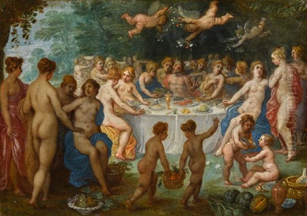 The Feast Of The Gods, Possibly The Wedding Of Peleus And Thetis Oil Painting by Hendrik van Balen the Elder