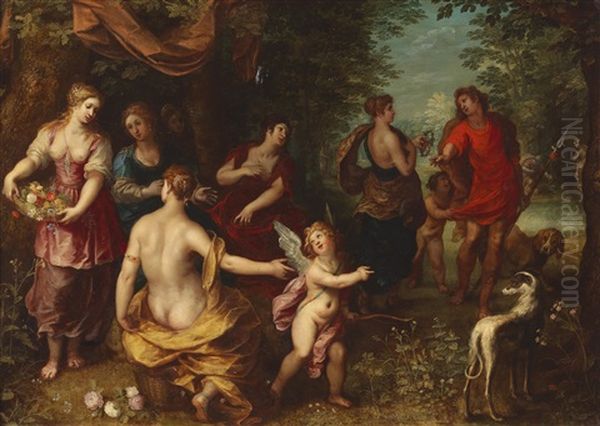 Venus And Adonis Oil Painting by Hendrik van Balen the Elder