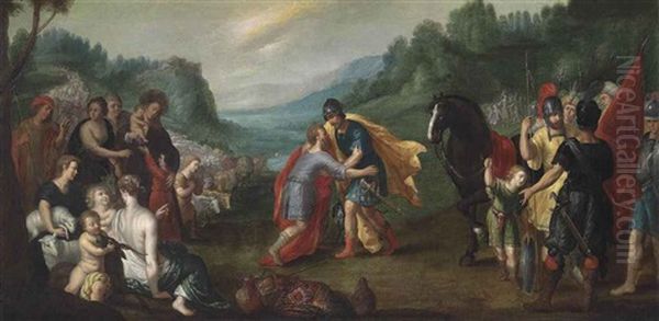 The Reconciliation Of Jacob And Esau Oil Painting by Hendrik van Balen the Elder