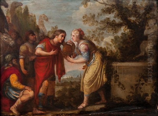 Rebecca And Eliezer By The Well Oil Painting by Hendrik van Balen the Elder