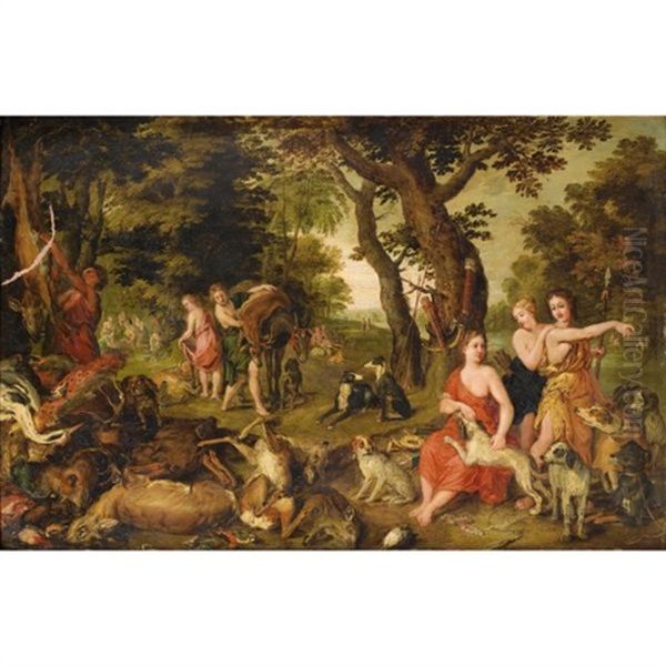 Le Retour De Chasse De Diane Et De Ses Nymphes Oil Painting by Hendrik van Balen the Elder