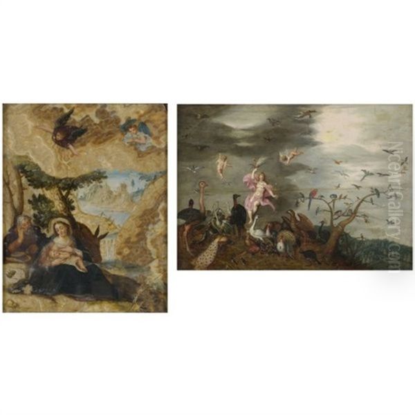 Allegory Of Fire (+ Allegory Of Air; Pair) Oil Painting by Hendrik van Balen the Elder