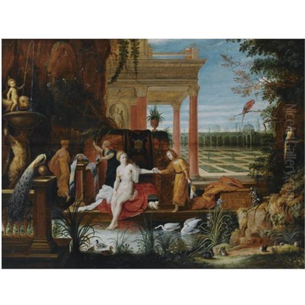 King David And Bathsheba Oil Painting by Hendrik van Balen the Elder