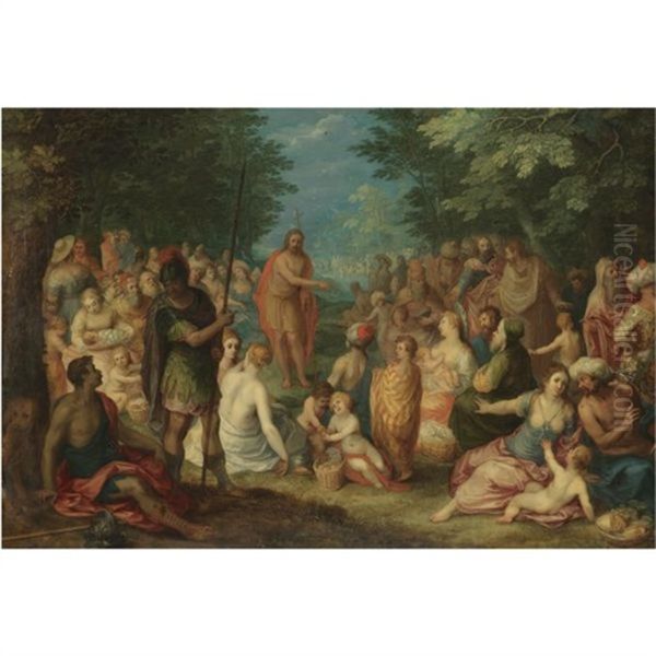 The Preaching Of St. John The Baptist Oil Painting by Hendrik van Balen the Elder