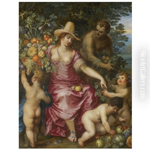 Flora: An Allegory Of Spring (in Collab. W/jan Brueghel The Elder) Oil Painting by Hendrik van Balen the Elder