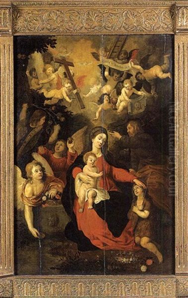 La Sainte Famille Avec Saint Jean-baptiste Enfant Portant Les Instruments De La Passion Oil Painting by Hendrik van Balen the Elder