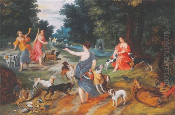 Diane Et Ses Nymphes De Retour De La Chasse Oil Painting by Hendrik van Balen the Elder