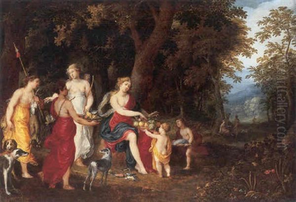 Diana And Her Maidens After The Hunt Oil Painting by Hendrik van Balen the Elder