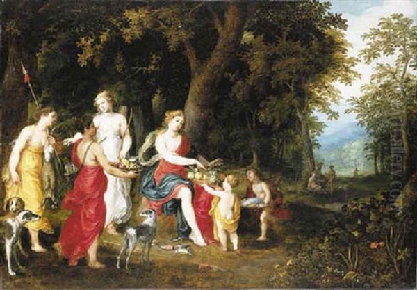 Diana And Her Maidens After The Hunt Oil Painting by Hendrik van Balen the Elder