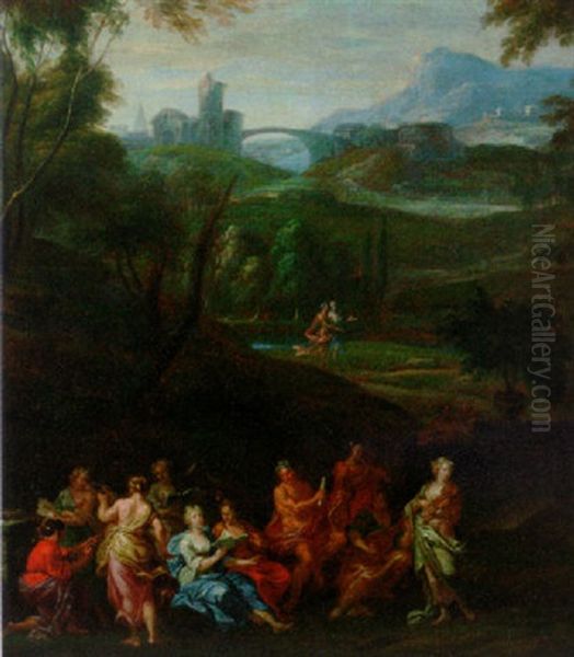 Apollo And The Muses Of Mount Parnassus Oil Painting by Hendrik van Balen the Elder