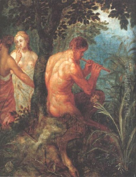 Skogsparti Med Satyr Och Nymfer Oil Painting by Hendrik van Balen the Elder