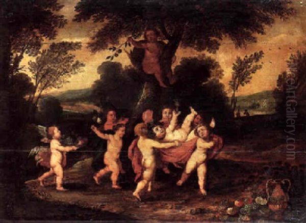 The Infant Bacchus With Putti Oil Painting by Hendrik van Balen the Elder