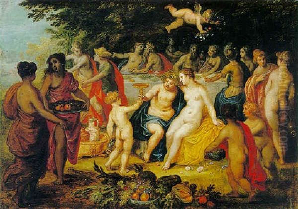 The Wedding Banquet Of Bacchus And Ariadne Oil Painting by Hendrik van Balen the Elder