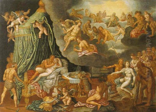 Venus And Mars Discovered By The Olympian Gods Oil Painting by Hendrik van Balen the Elder