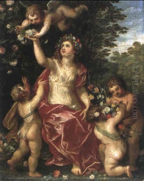 Flora Oil Painting by Hendrik van Balen the Elder