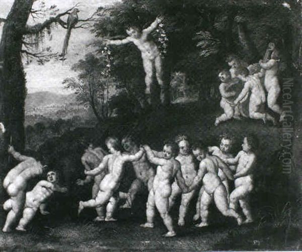 Tanzende Putti Auf Einer Wiese Oil Painting by Hendrik van Balen the Elder