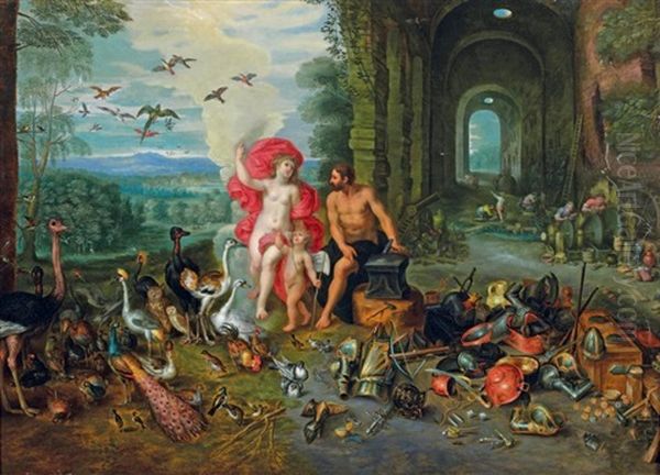 Venus Dans La Forge De Vulcain (collab. W/studio) Oil Painting by Hendrik van Balen the Younger