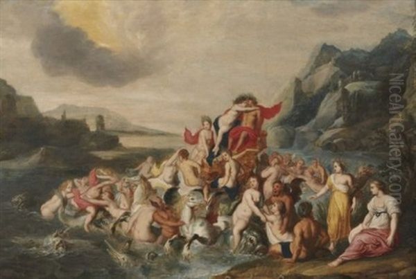 Le Triomphe De Neptune Et D'amphitrite (in 2 Parts) Oil Painting by Hendrik van Balen the Younger