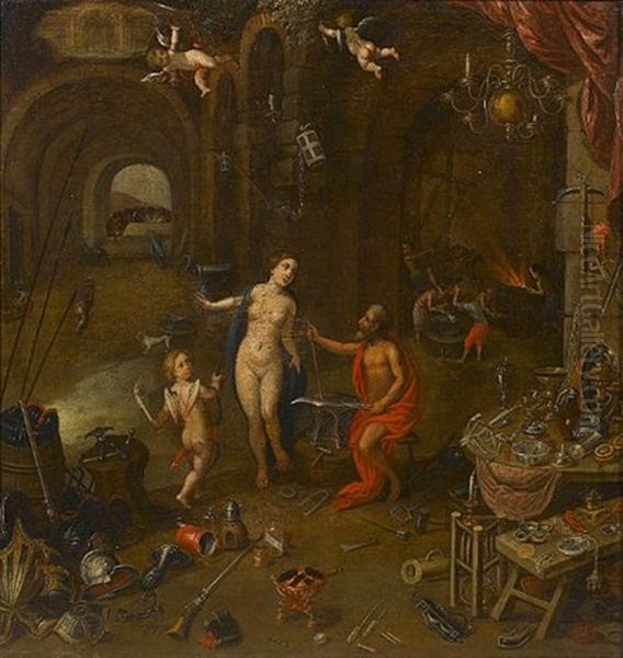 Venus In The Forge Of Vulcan Oil Painting by Hendrik van Balen the Younger