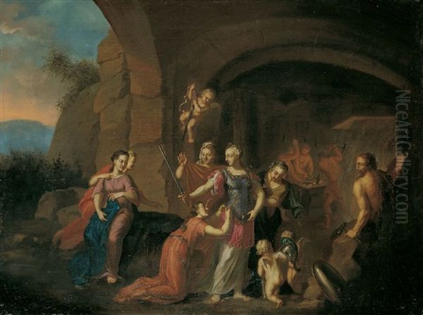 Minerva In Der Schmiede Des Vulkan Oil Painting by Hendrik van Balen the Younger