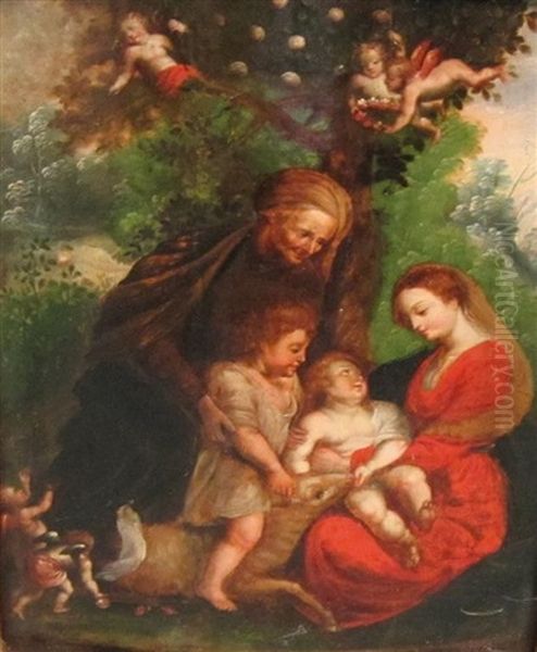 The Madonna And Child With St. Elizabeth And St. John The Baptist Oil Painting by Jan Van Balen