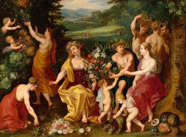 Homage To Flora - Allegory Of Fruitfulness Oil Painting by Jan Van Balen