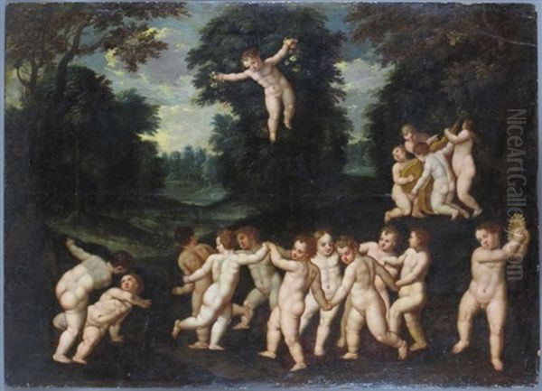 Cortege De Putti Oil Painting by Jan Van Balen