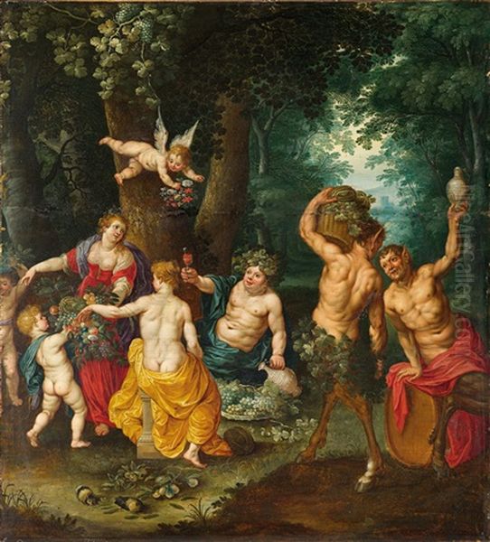 Das Fest Des Bacchus (sine Cerere Et Baccho Friget Venus) Oil Painting by Jan Van Balen