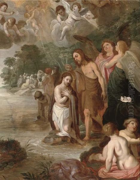 The Baptism Of Christ Oil Painting by Jan Van Balen