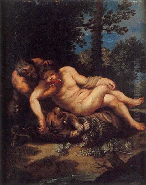 Bacchus Et Un Satyre Oil Painting by Jan Van Balen