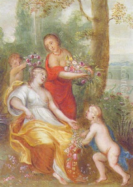 Flora With Her Attendants Oil Painting by Jan Van Balen