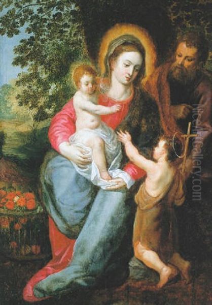 The Holy Family With The Infant St. John Oil Painting by Jan Van Balen