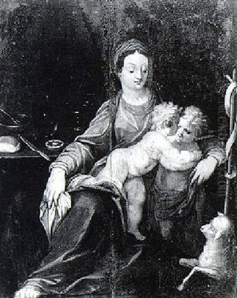 Virgin And Child With The Infant Saint John Oil Painting by Jan Van Balen