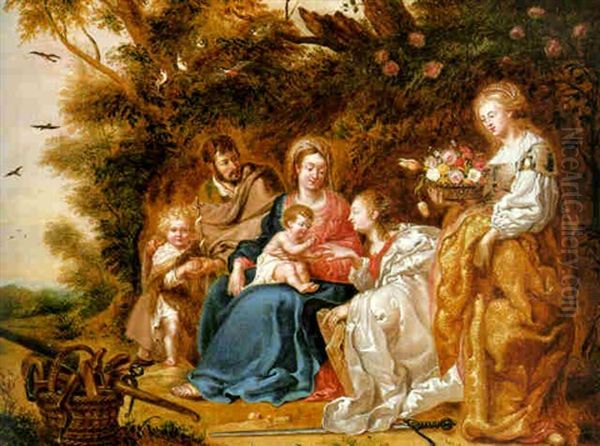 The Mystic Marriage Of Catherine Of Alexandria With Ss. Joseph And Dorothea And The Infant St. John The Baptist by Jan Van Balen