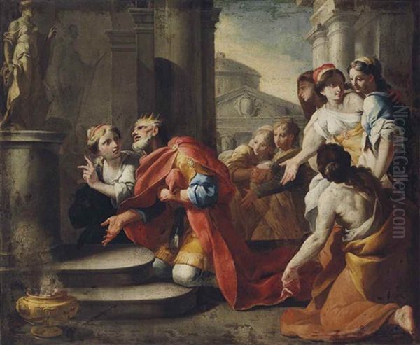 The Idolatry Of Solomon Oil Painting by Antonio Balestra