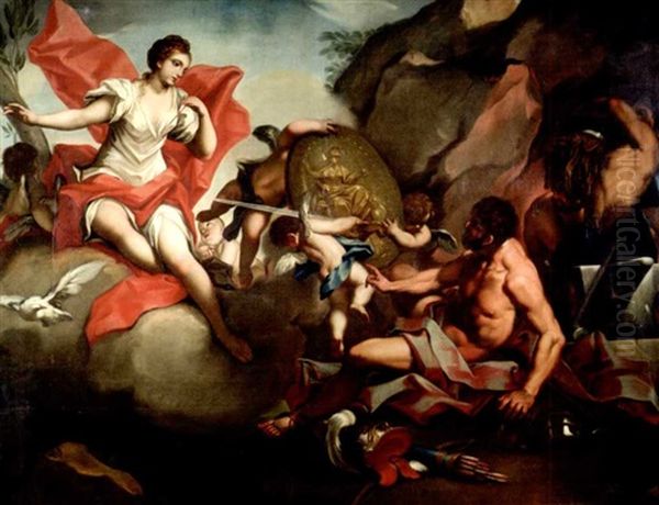 Venus Bittet Mars, Die Waffen Fur Aeneas Zu Schmieden Oil Painting by Antonio Balestra