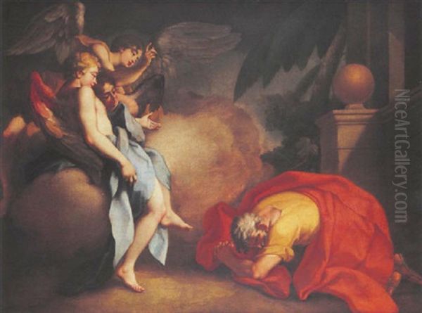 Abraham Accueillant Les Trois Anges Oil Painting by Antonio Balestra