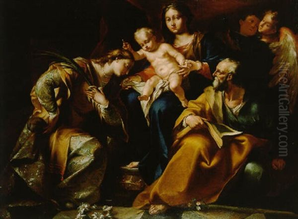 The Mystic Marriage Of Saint Catherine Oil Painting by Antonio Balestra