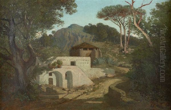 Vue D'un Paysage Mediteraneen Oil Painting by Adolphe-Paul-Emile Balfourier