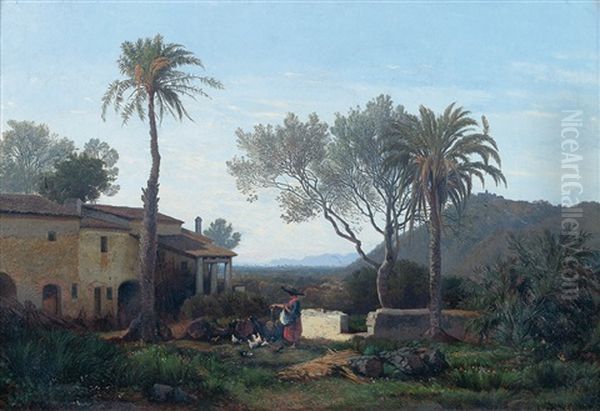 Vue De Majorque Oil Painting by Adolphe-Paul-Emile Balfourier