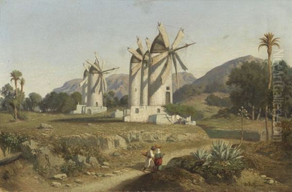 Windmuhlen Auf Mallorca by Adolphe-Paul-Emile Balfourier