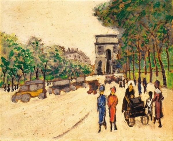 Parizsi Boulevarde (boulevard In Paris) Oil Painting by Rezso Balint