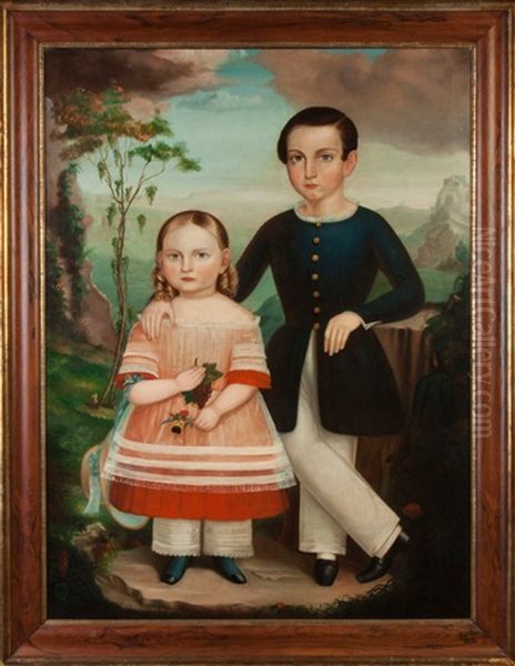 Double Portrait Of The Howes Children Oil Painting by Calvin Balis