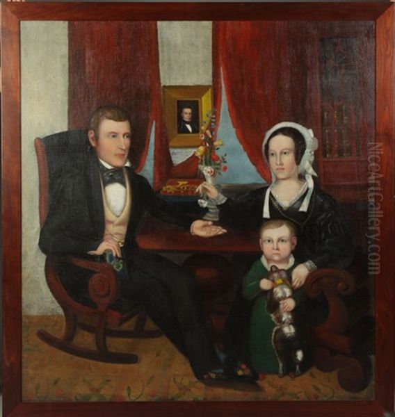 Family Mourning Portrait In The Parlor Oil Painting by Calvin Balis