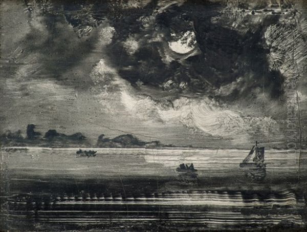 Boats In Moonlight Oil Painting by Peder Balke